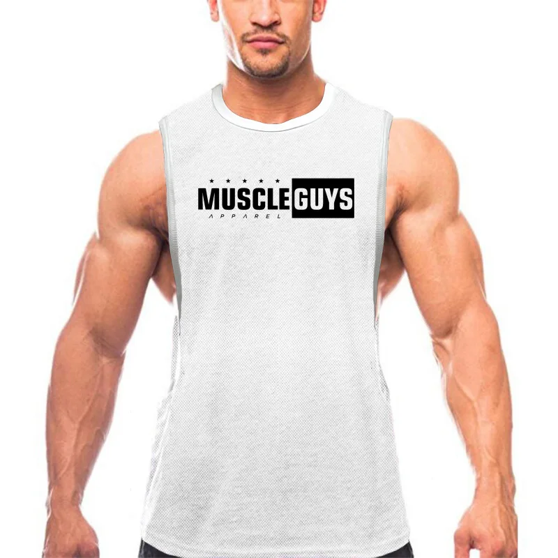 

Gym Fitness Tank Tops Mesh Quick Dry Sleeveless T-shirts Mens Bodybuilding Muscle Vests Summer Cool Breathable Sports Clothing