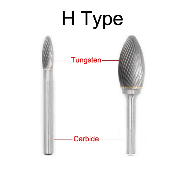 H1232M06 4334 12mm H1434M06 4335 14mm H10636M06 4336 16mm Oval Torch Tungsten H Type Single Groove Cut Grinding Rotary Rasp File