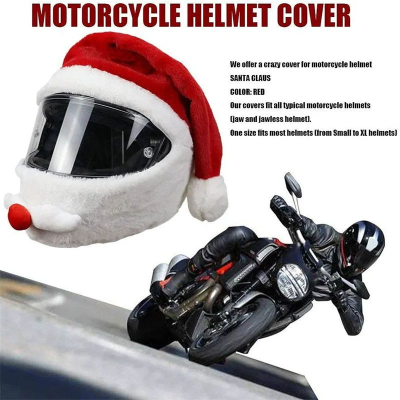 

Santa Cycling Helmet Christmas Motorcycle Helmet Cover Full Face Safe Hat Santa Claus Racing Cap Merry Christmas Decoration Gift