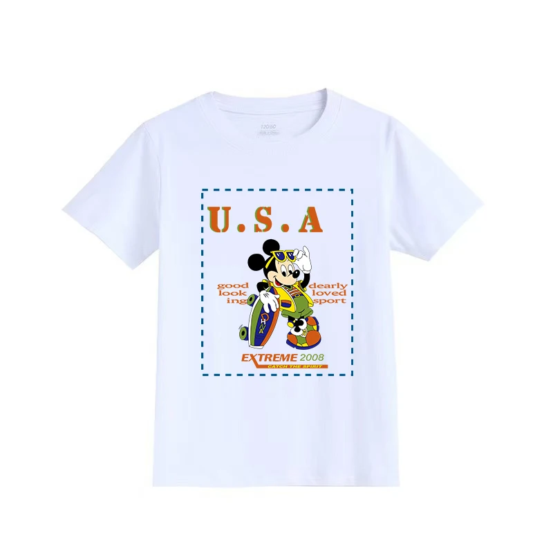 

DISNEY Summer Children's Pullover Sets Mickey Print Boys Clothing Sets Breathable Thin Kids Tshirt And Shorts 2pcs Suit