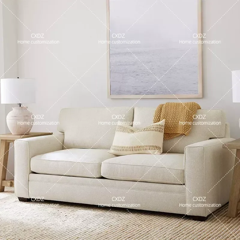 Nordic Modern Cotton Linen Fabric Sofa Removable Washable Cover Double Triple Seater for Living Room Small Apartment Simple