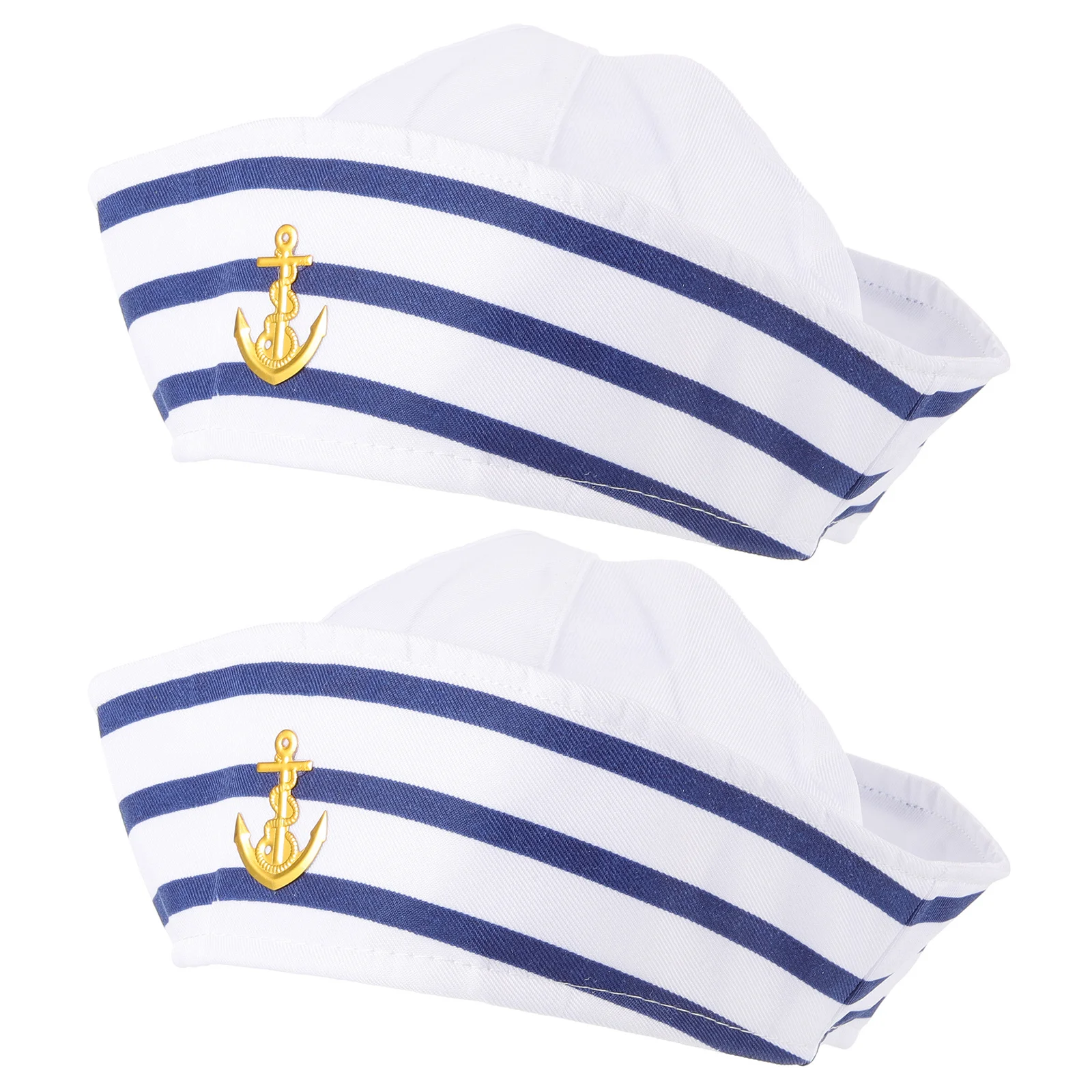 2 個布キャプテン帽子セーラー帽子調節可能なシックなパーティーコスプレボートコスチューム帽子男性女性ファッションアクセサリー