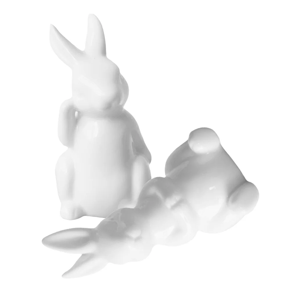 

2Pcs Easter Ceramic Bunny Desktop Ornament Creative Small Rabbit Compact Home Office Decoration Indoor Adornments