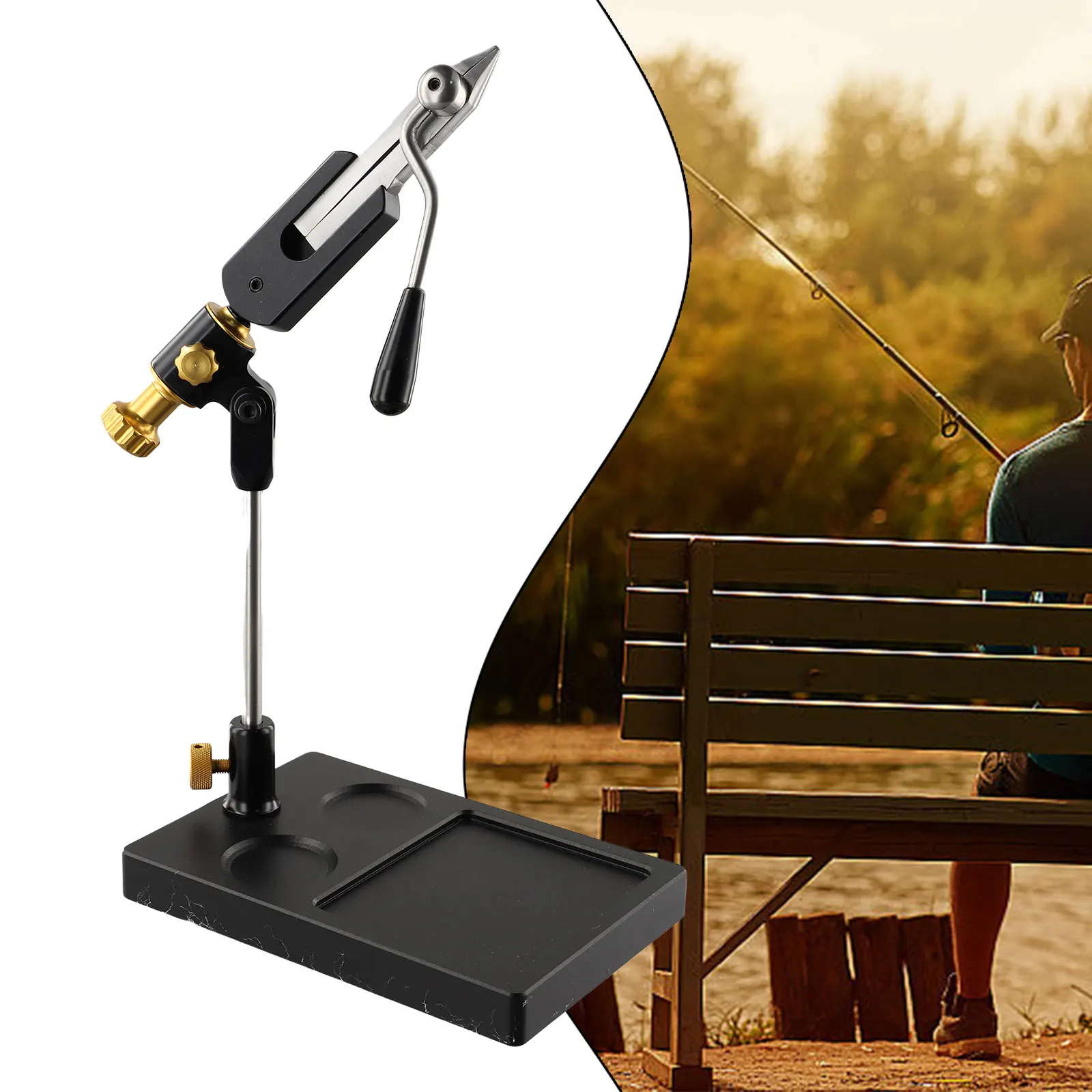 

Functional Fly Tying Vise-degrees 19*18*12cm Black Fly Tying Tool Hook Lures Metal Rotation Fly Fishing Flies