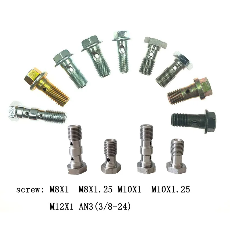Motorcycle Brake Caliper Banjo Bolt Oil Drain Screw/Hollow Screw M8 M10 x1.25 M10x1mm AN3 for Brake Hose Caliper Master Cylinder