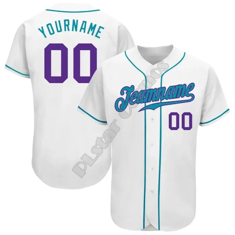 PLstar Cosmos Baseball Jersey Shirt Custom Name Pattern Teal Authentic 3D Printed Baseball Jersey Shirt hip hop Tops