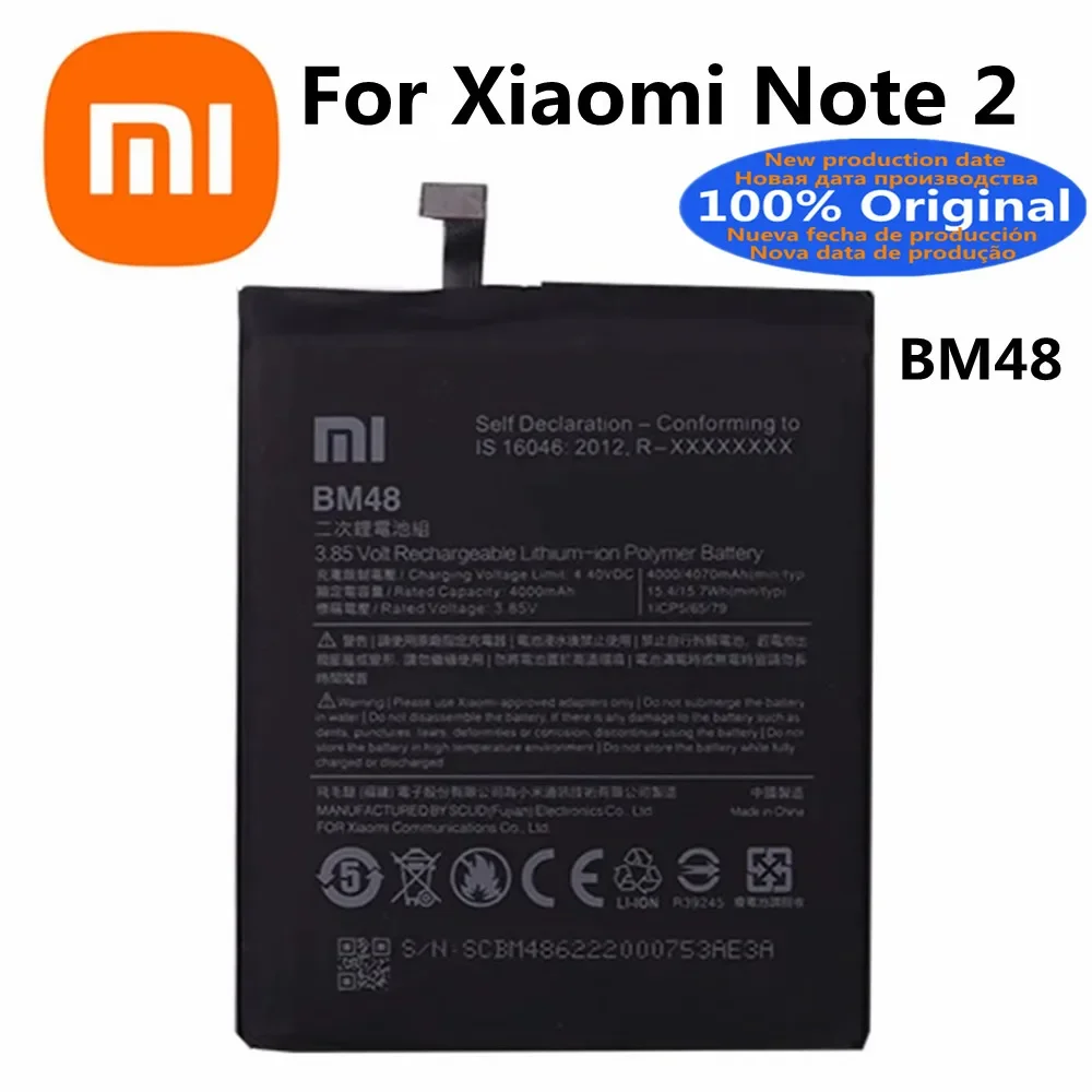 

BM48 Original Battery For Xiaomi Note 2 Note2 Mi Note 2 Phone High Quality Battery Bateria 4000mAh Fast Shipping + Tools