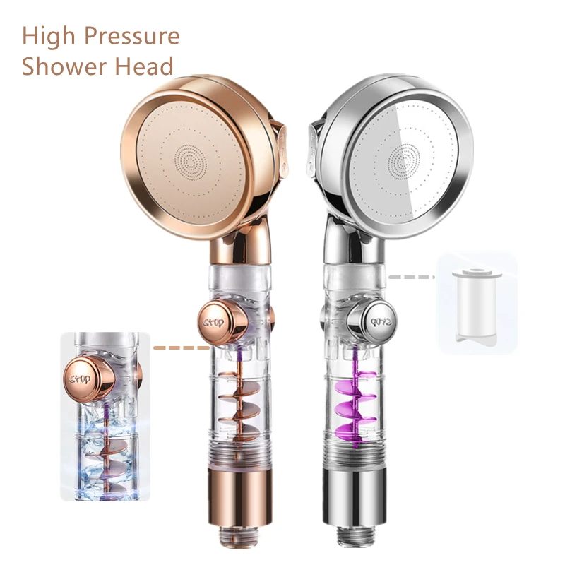 High Pressure  3-Function SPA shower head Shower Head  with switch on/off button Filter Bath Head Water Saving Shower Bathroom