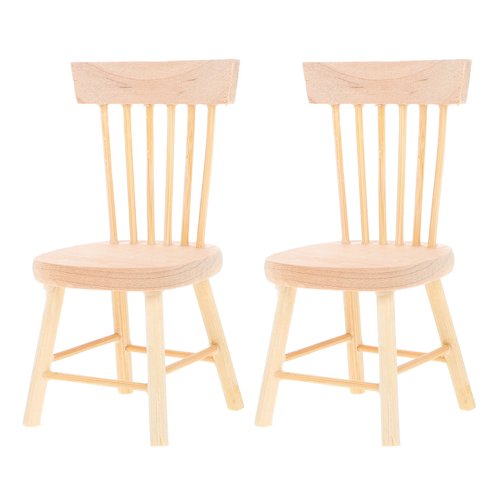 2 Pcs Dollhouse Chair Photograph Props Wooden Tiny Ornament High Decoration Toy Small Furniture