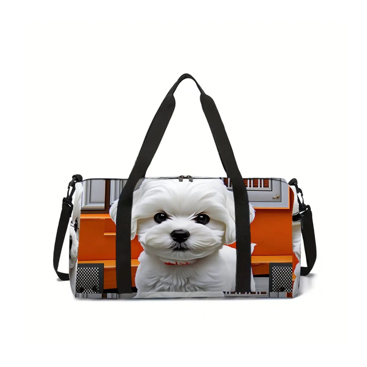 Dogs and Paw Print Large Capacity Luggage Bag for Boy/Girl Best Gift 2D Cartoon Travel Duffels Outdoor Fitness Bag for Children