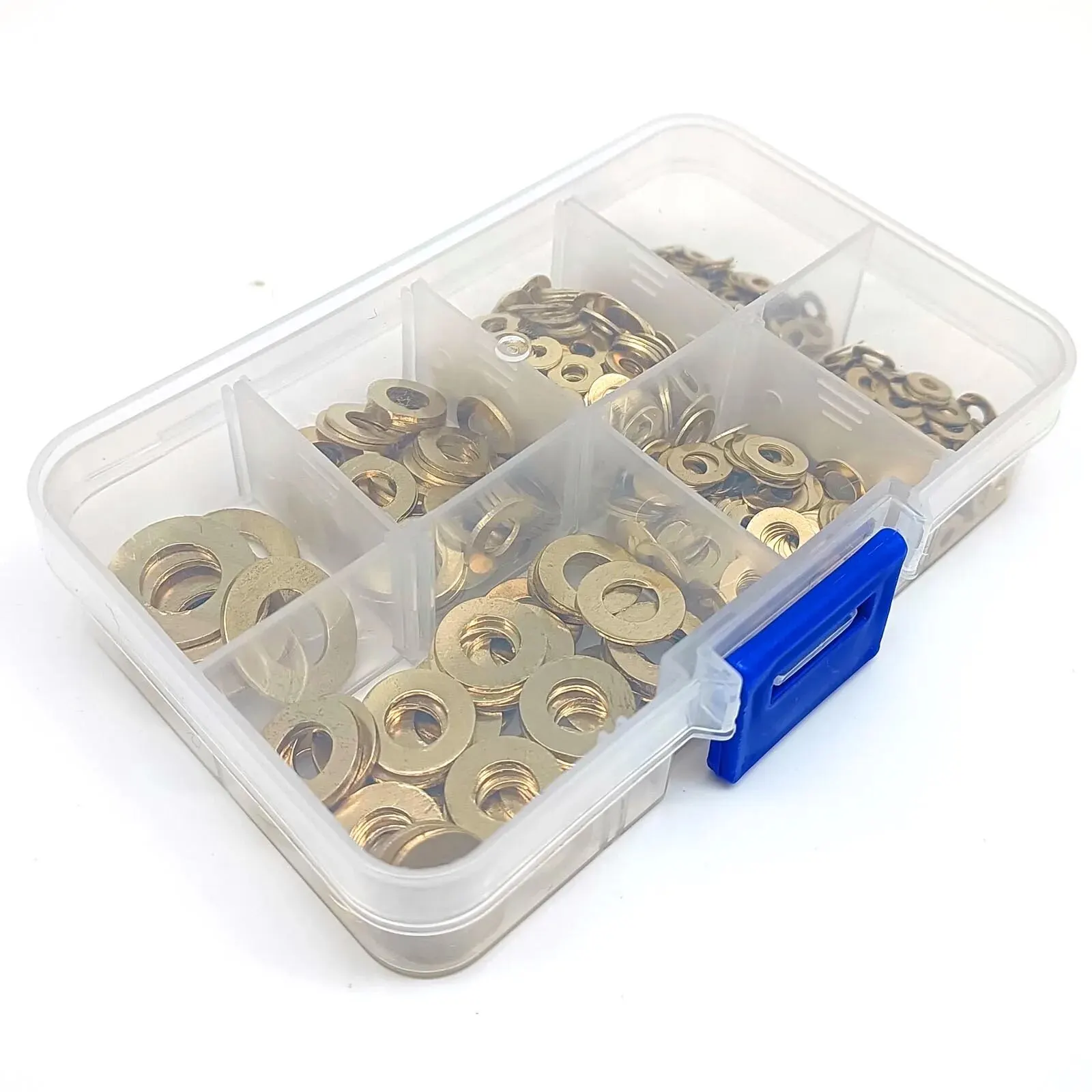 180-Piece Brass Flat Washer Assortment – 8 Metric Sizes M2 To M10 In Storage Case