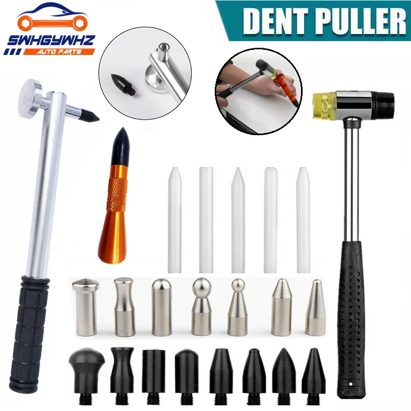 Dent Repair Tools Rubber Hammer 9 Heads Tap Down Tools Paintless Dent Removal Kit for Remove Dents