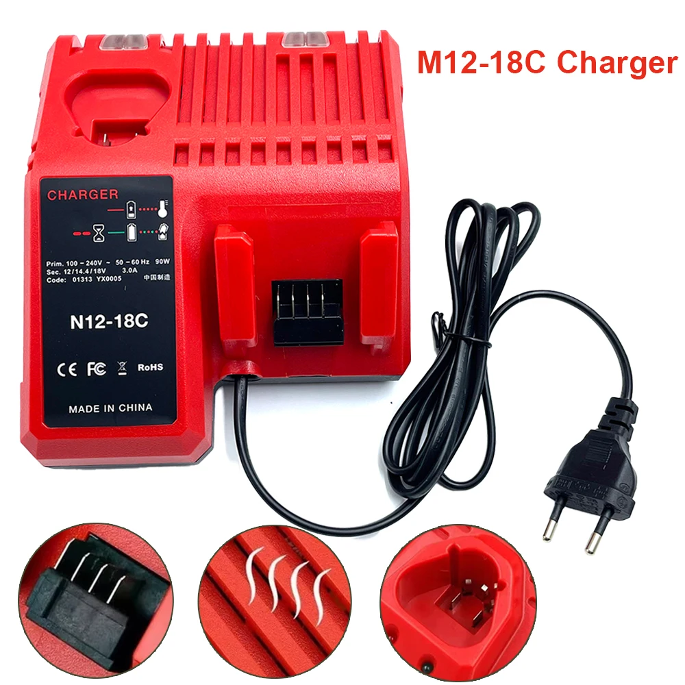 

Replacement Li-ion Battery Charger Multi Voltage Charger for Milwaukee M18 14.4V-18V 48-11-1850 48-11-1840 48-11-1815 48-11-1828