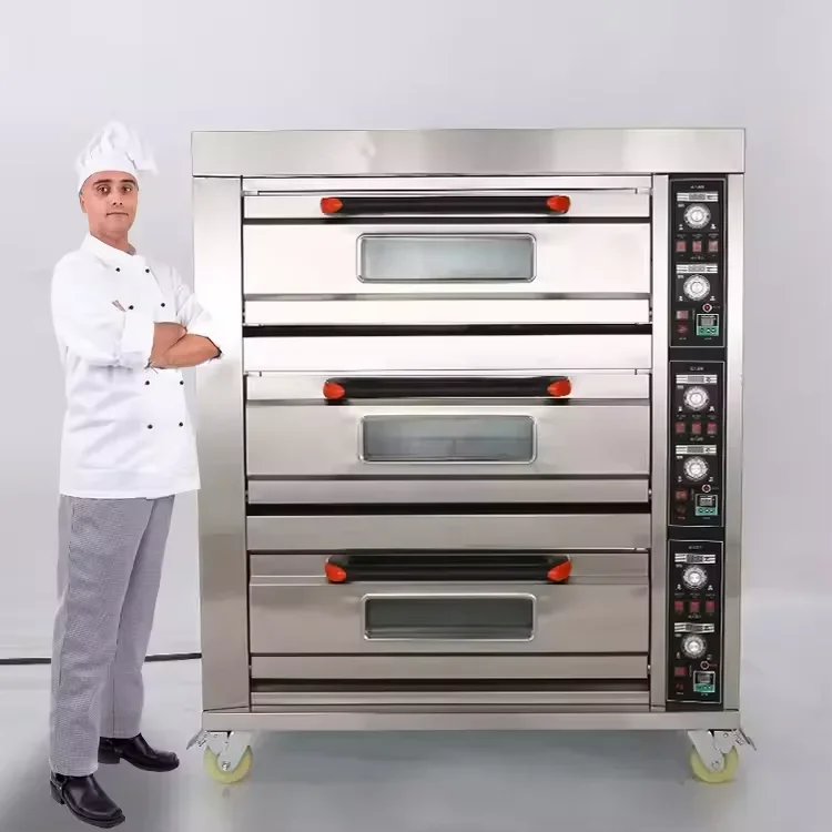 3 Deck 9 Tray Commercial Gas Oven, Large Capacity Bakery Oven for Bread, Pizza, Cake, Support Liquefied Gas & Natural Gas