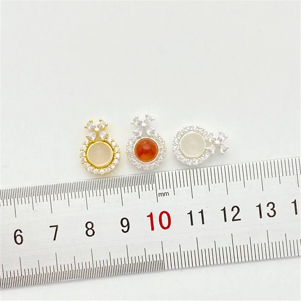 18K Gold-plating Ice-through Imitation Chalcedony Pendant Handmade DIY String Bracelet Necklace Jewelry Material Accessories