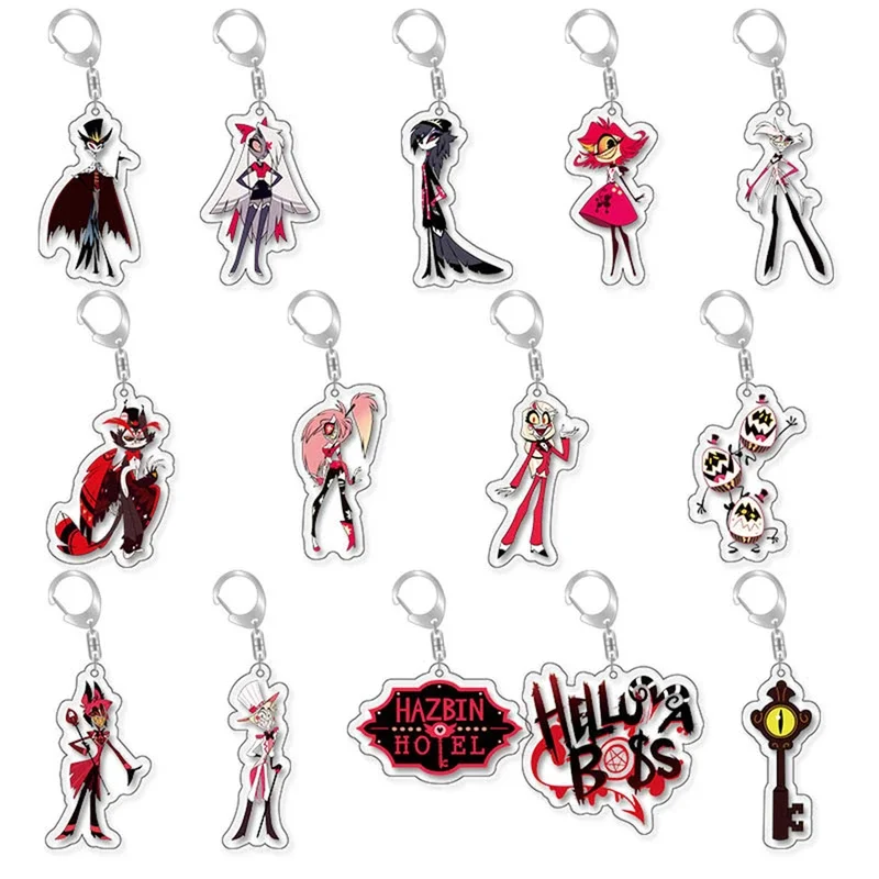 Anime Charlie Morningstar vaggie ad Alastor 3 Vees cosplay costume key pendant props acrylic keychain keyring Christmas gift