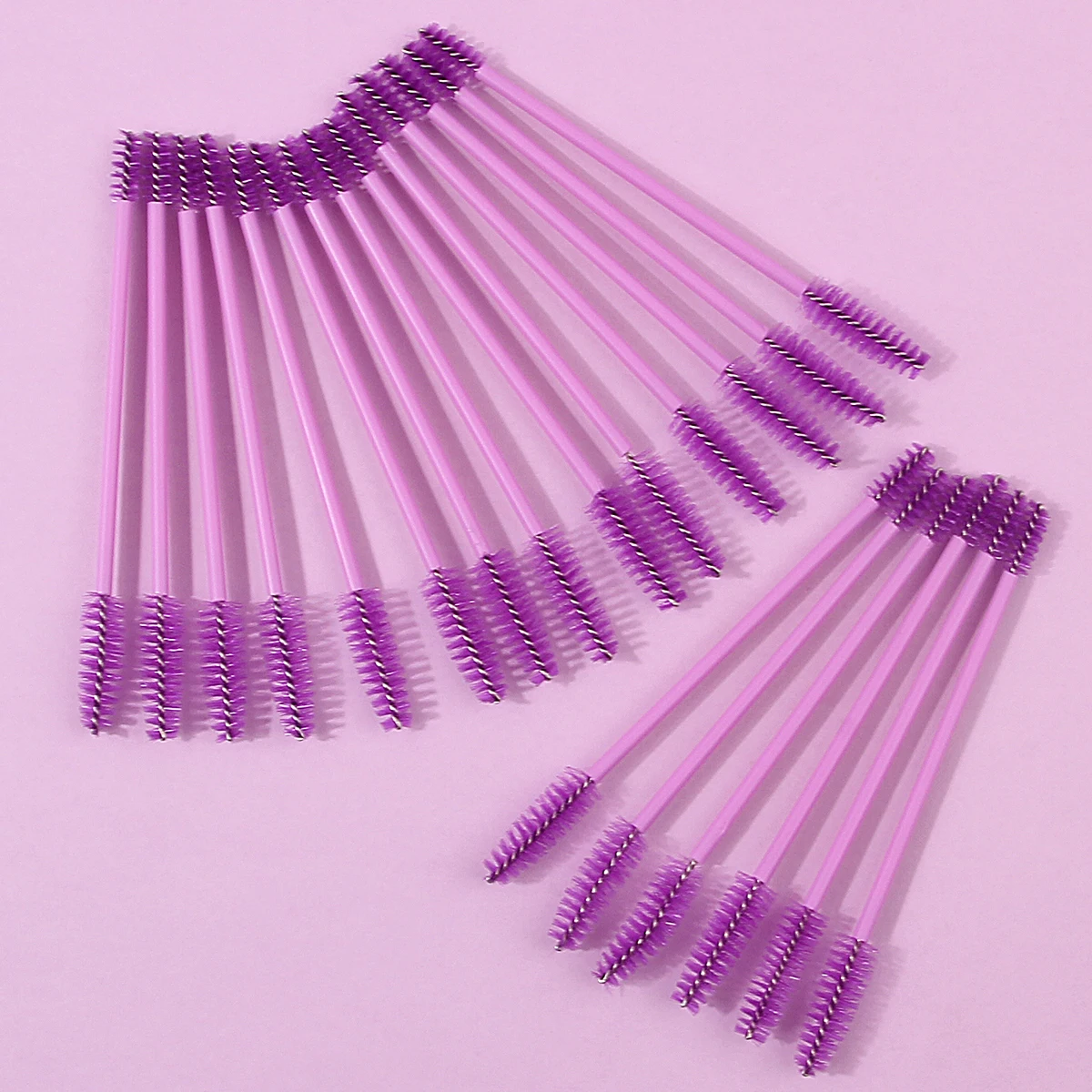 Pinceau à mascara double tête 20 pièces, outil pour les yeux portable violet, pinceau de maquillage, pinceau à sourcils à friser naturel, mascara en spirale brus