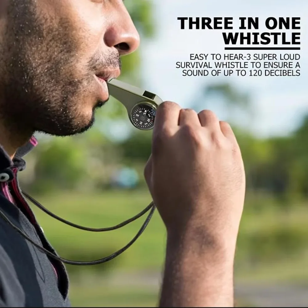 Multifunctional Whistle with Compass Thermometer Portable 3in1 Sports Competition Motion Training Whistle