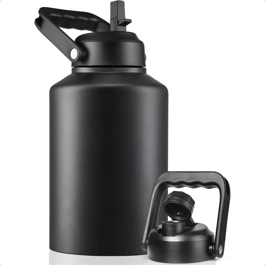 

Insulated Gallon Water Bottle Jug with Straw 128 oz Large Stainl Steel Sports Metal Water Canteen With Handle Thermal Water Cup