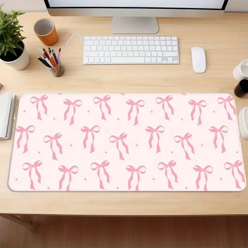 

Multi-Size Pink Bow & Star Gaming Mouse Pad - Cute Desktop Mat - Ideal for Home, School, Classroom & Office Use
