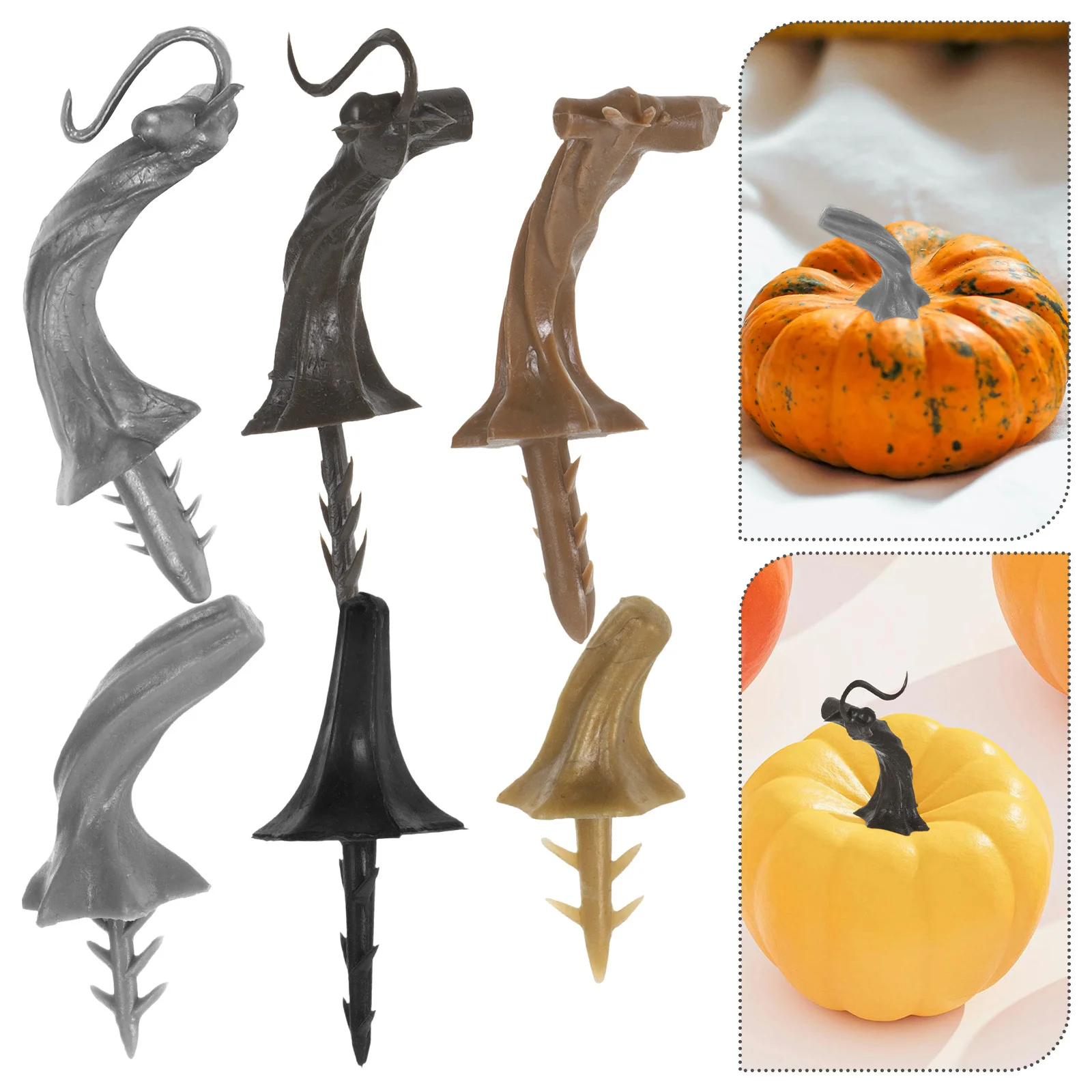 

4 Pcs Diy Halloween Pumpkin Supplies Faux Stem Artificial Pumpkins Decoration Ornament
