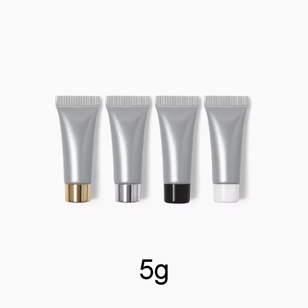

5g Silver Grey Empty Squeeze Tube 5ml Cosmetic Sample Container Eye Cream Lotion Essence Foundation Refillable Soft Bottle