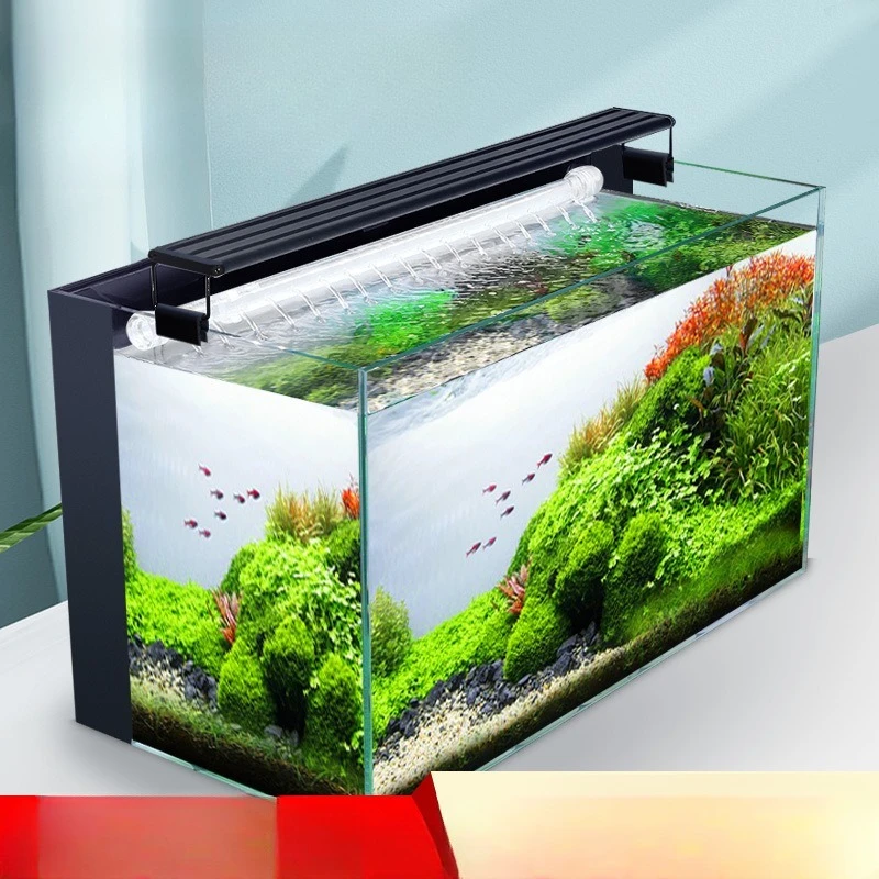 

Back filter, fish tank, small household water-free, tank living room desktop integrated white, glass small