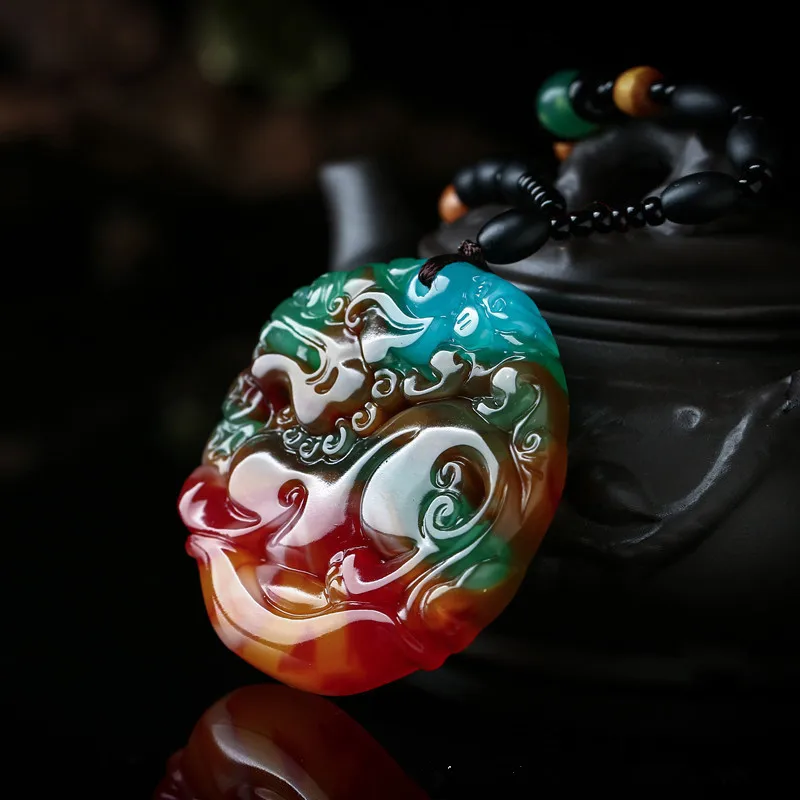 Natural Chicken Red Handmade Carved Qilin Jade Pendant, Fashionable Boutique Jewelry, Men's and Women's Necklaces