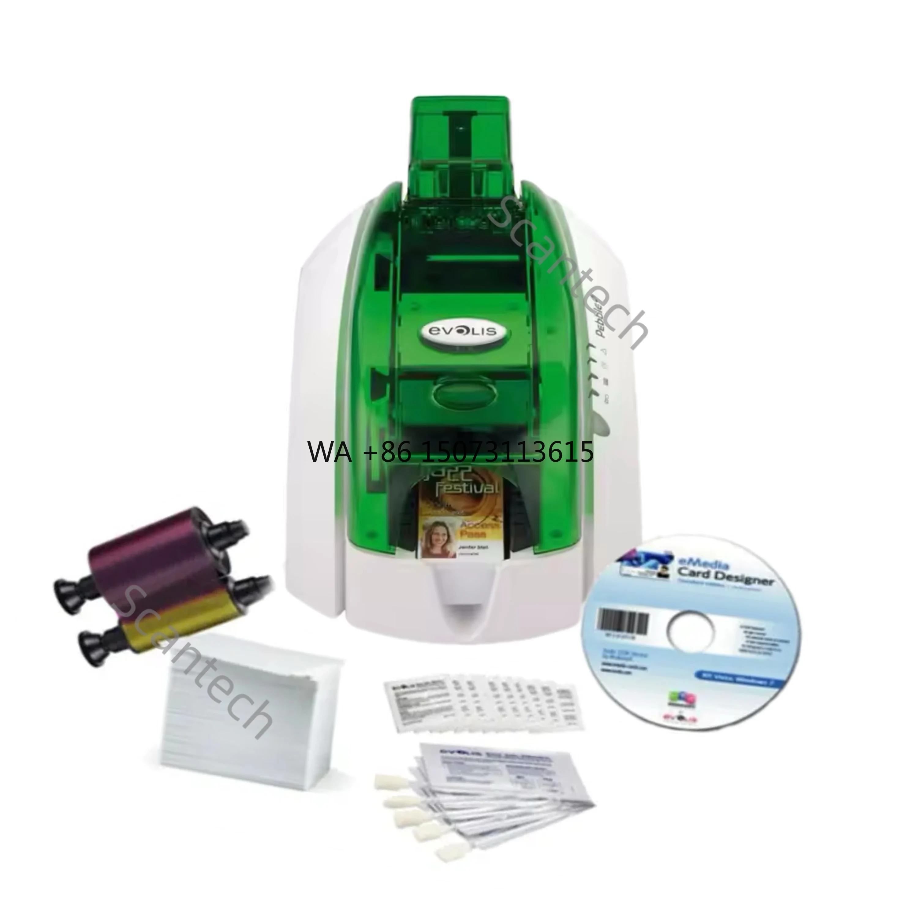 

Evolis Pebble4 PVC ID Card System - 300dpi Single-Side Mini Plastic Card Production Machine