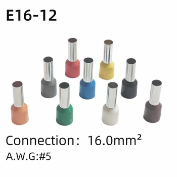 E16-12 절연 페룰 케이블 러그, 단일 와이어 커넥터, AWG #5 황동 크림프 터미널, 전기 엔드 블록 코드, 16 mm², 100 개