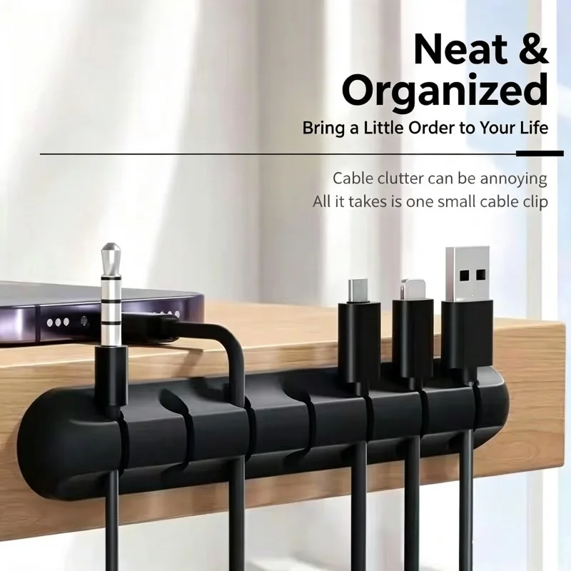 Silicone Version Cable Winder Management Charging Cable Winder Cable Cord Wire Organizer Adjustable Tidy Desk Clips Cable Holder