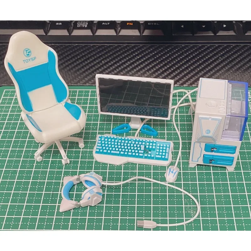 Original TOYS SPIRITS Kawaii Gashapon Figure Anime Miniature Light Computer E-sports Scene Headset Cute Doll Decor view 3