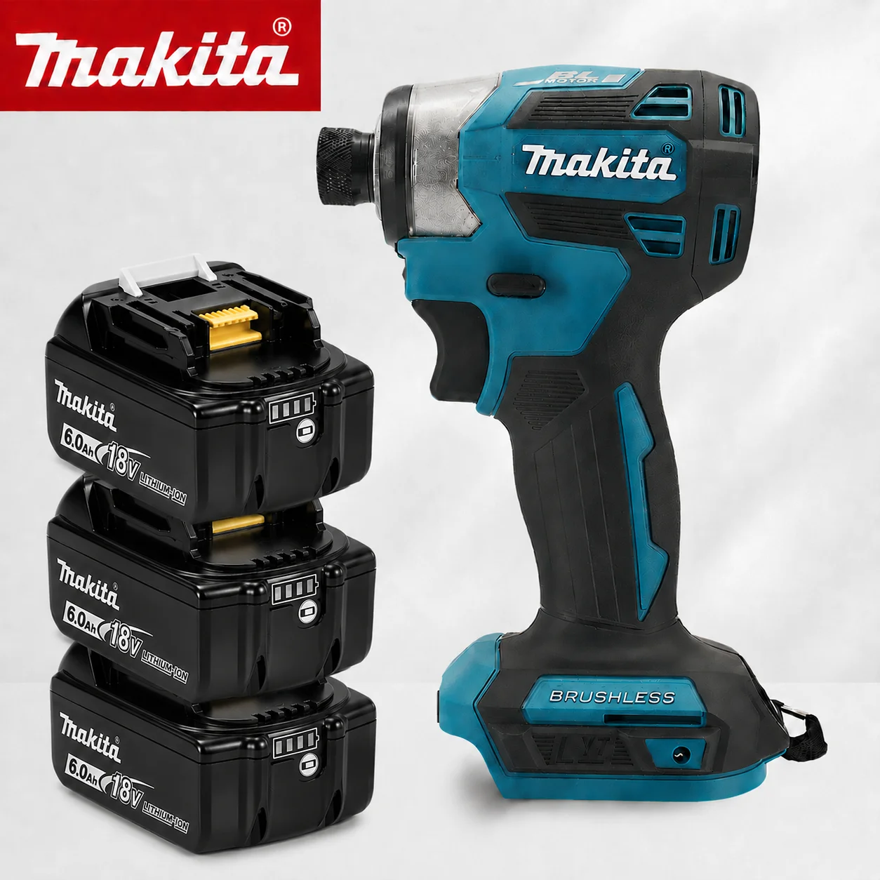 Makita DTD173 18V LXT accu-slagmoersleutel borstelloze elektrische boormachine schroevendraaier hout/bout T1/T2-modus dubbele LED-verlichting 180 N·m+Makita DTD173 18V accu-slagmoersleutel LXT BL