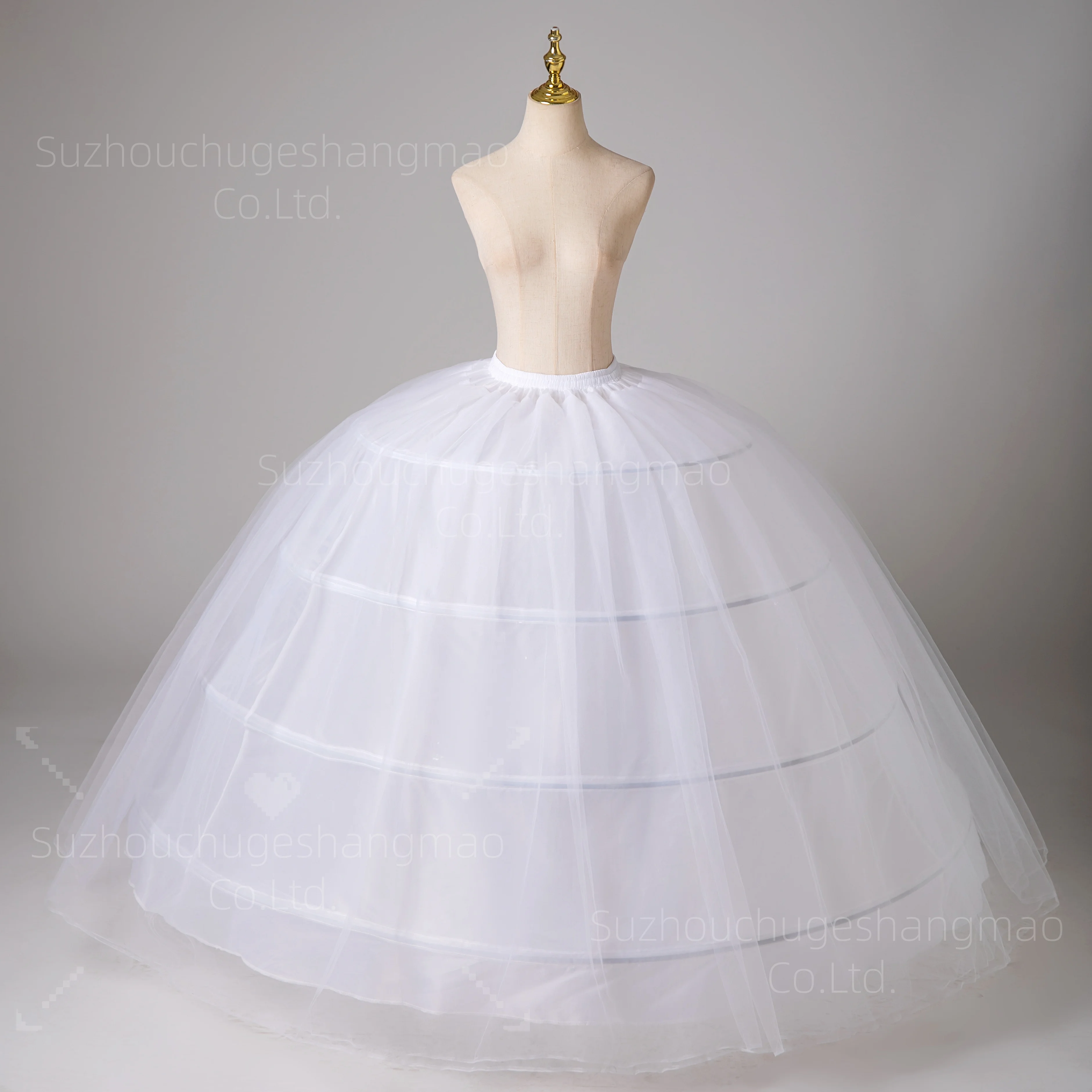 جديد حار بيع 4 الأطواق ثوب نسائي أبيض كبير سوبر رقيق كرينولين زلة تنورة لفستان الزفاف فستان زفاف في الأوراق المالية
