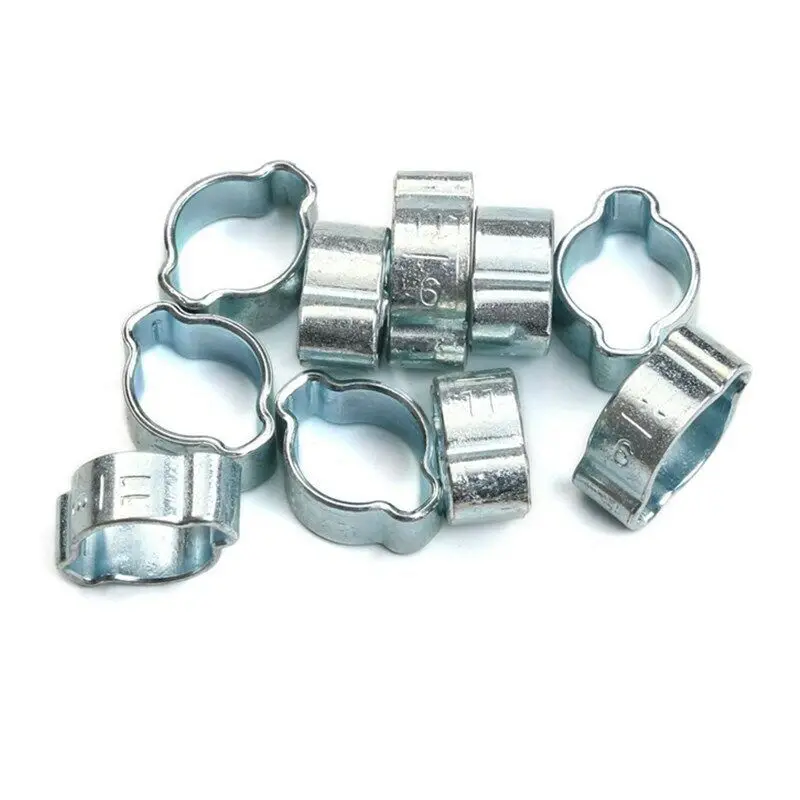 60Pcs Double Ear Clamps O Clips-Crimp O Clip Air Silicone Petrol Fuel Hose Pipe