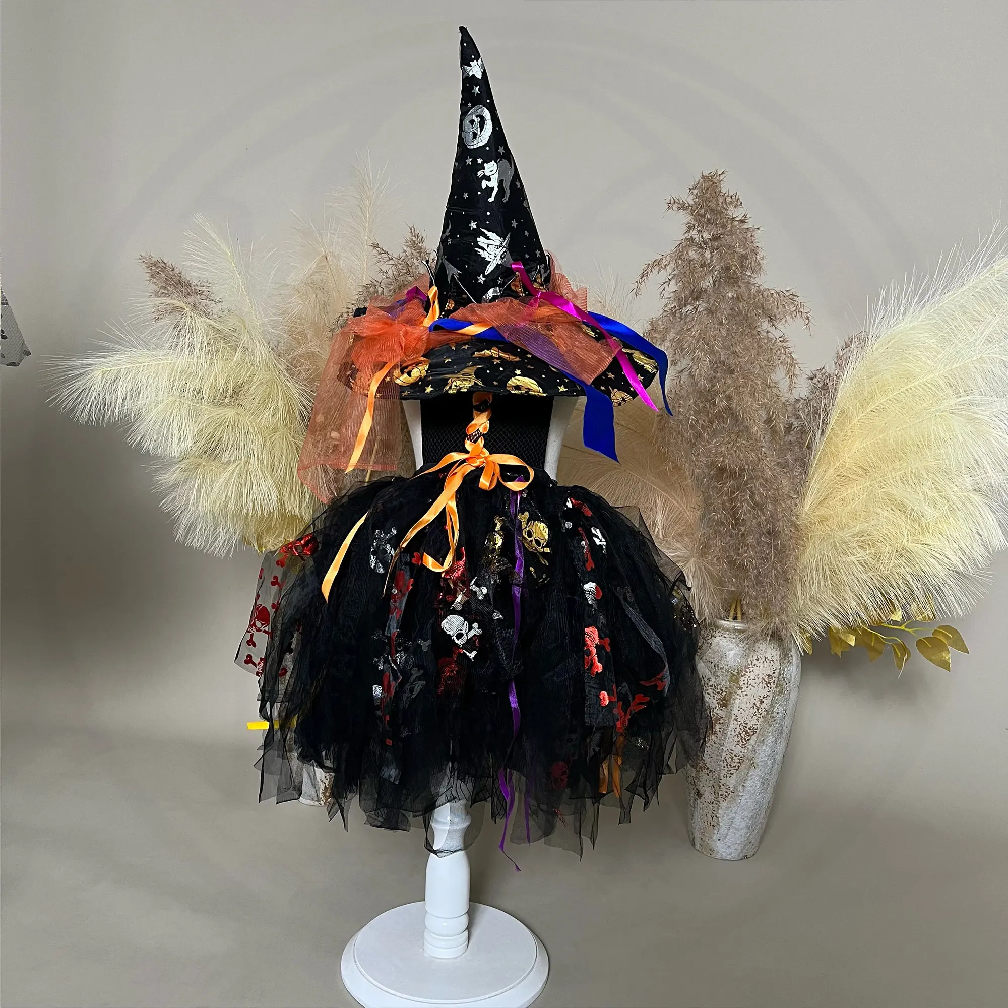 Don & Judy-Robe d'Halloween en Tulle pour Enfant, Tenue à Bretelles Imprimée, Costume de Carnaval, Jupe Bouffante