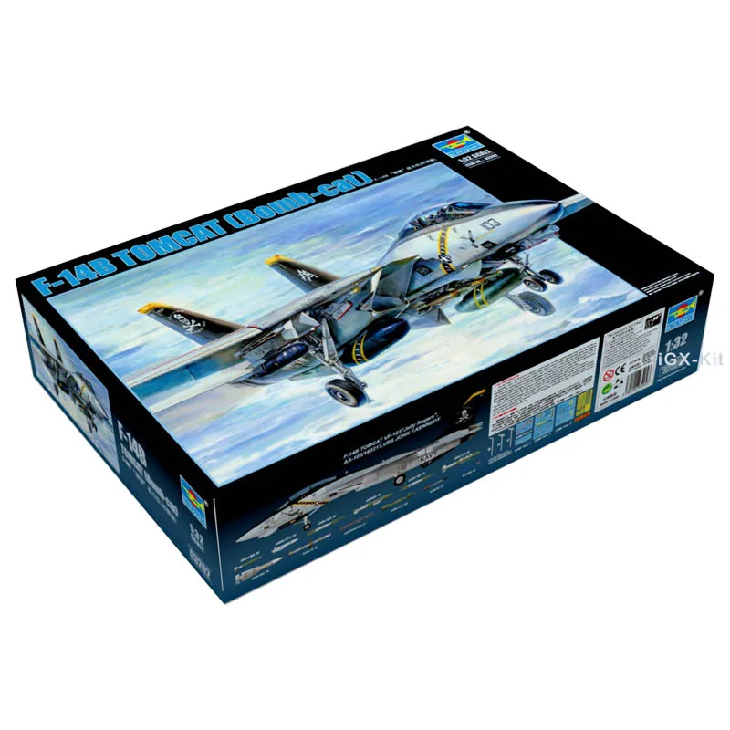 Trumpeter 03202 1/32 US F14 F-14B Tomcat Bomb Cat Fighter Military Plastic Plane Gift Assembly Model Toy Handcraft Building Kit