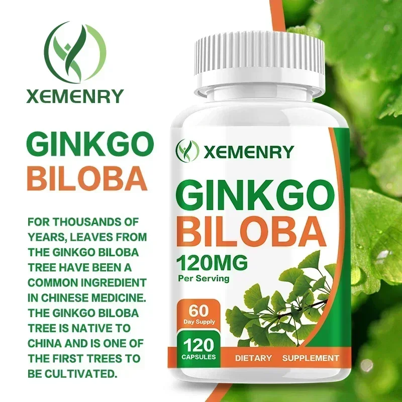 

Ginkgo Biloba Capsules - Brain Supplement, Memory Support Supplement, Brain Function, Focus, Concentration
