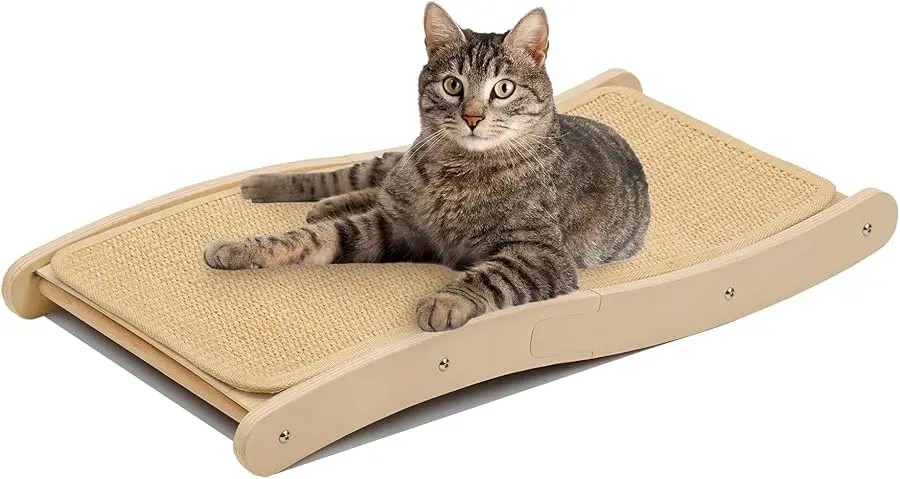 

PETKARAY Sisal Cat Scratching Board, Curved Sisal Cat Scratcher, Large Indoor Kitty Scratch Pad, Heavy Duty Wave Lounge Bed for