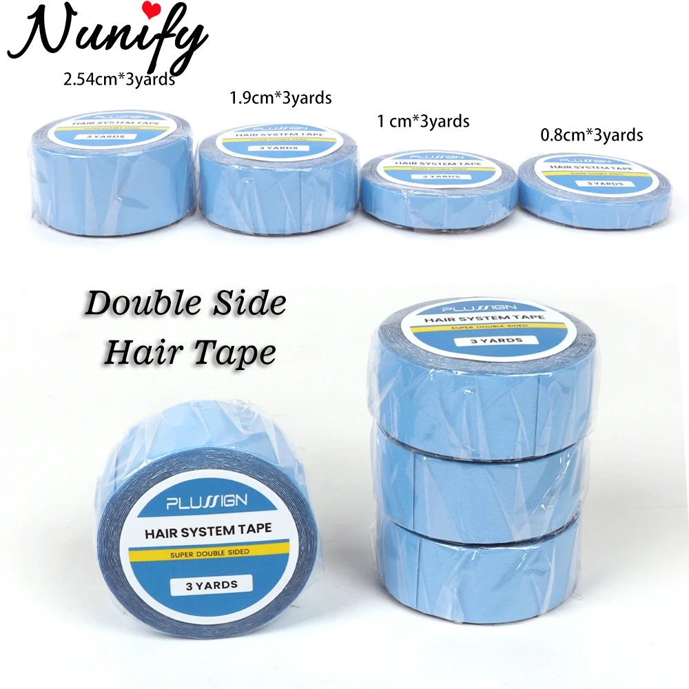 Fita de sistemas de cabelo para frente do laço azul dupla face peruca fita para extensões de cabelo 0.8-2.54cm largura fita adesiva peruca ferramentas de estilo