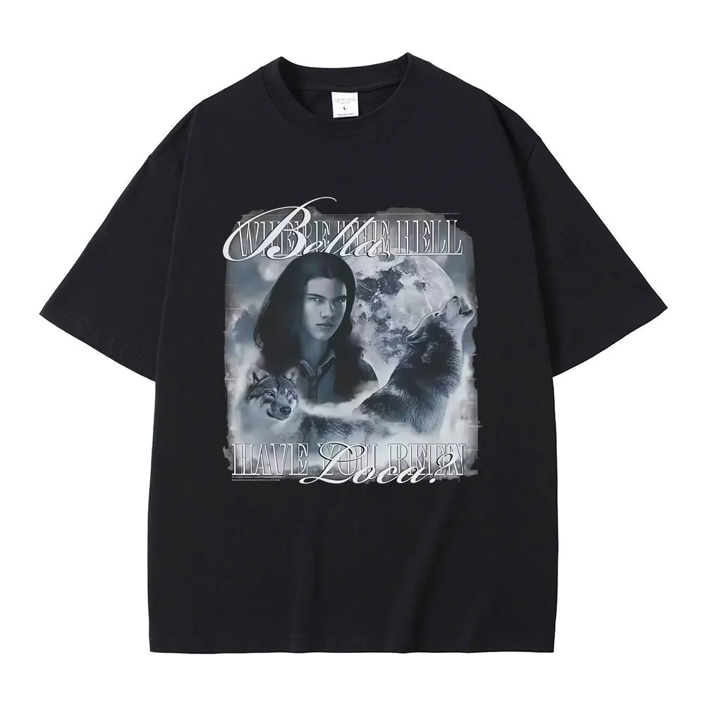 Movie Twilight Wolf Jacob Black Graphic T-shirt Men Women Casual Cotton Vintage Short Sleeve T Shirt Men's Oversized T-shirts