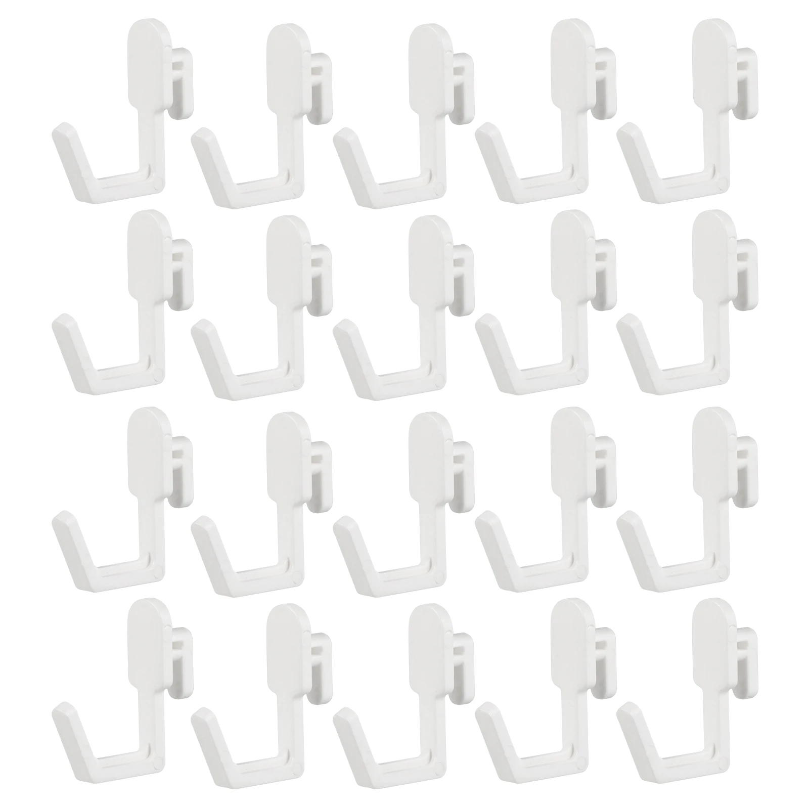 

20 Pcs J Shape Hooks Pegboard Hole Rack Accessories White Plastic Display Holders Storage Kitchen Bedroom Reusable