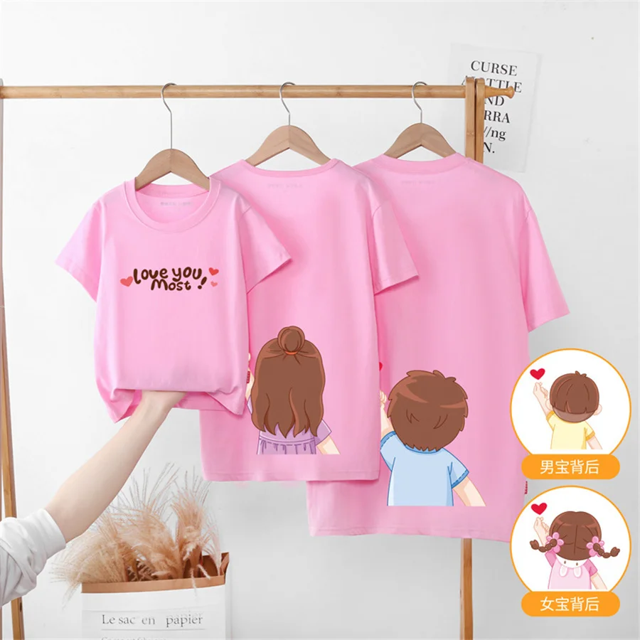 Family Look Mommy and Me Clothes Matching Summer  Family Clothing Mother Daughter Son Father Kids T-shirt