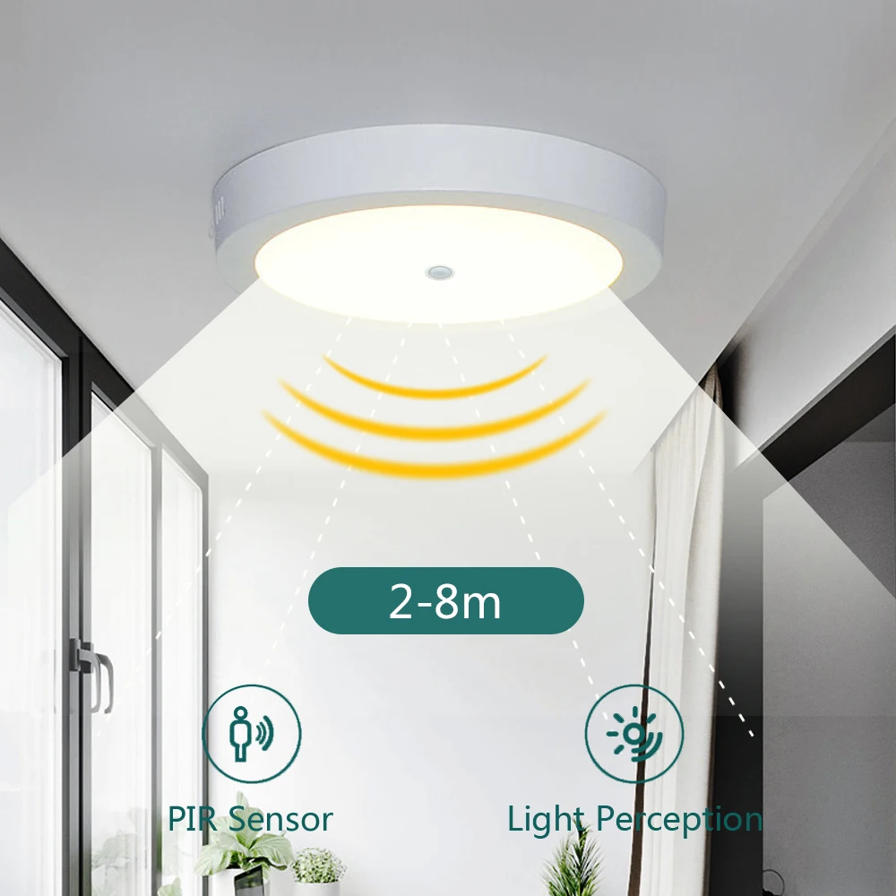 SANDIY Ceiling Lights Motion Sensor LED Panel Lights Smart Ceiling Lamp 6W 12W 24W for Foyer Kitchen Hallway Luminarie AC85-265V view 6