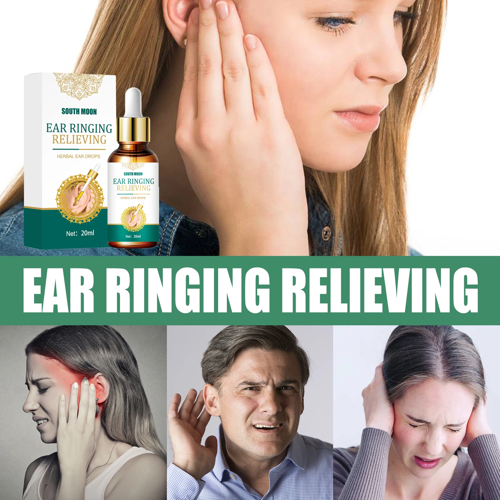 

20ml Ear Ringing Relieving Ear Drops Tinnitus Deafness Ear Swelling Discharge Otitis Media Fluid For Health Care I9B4