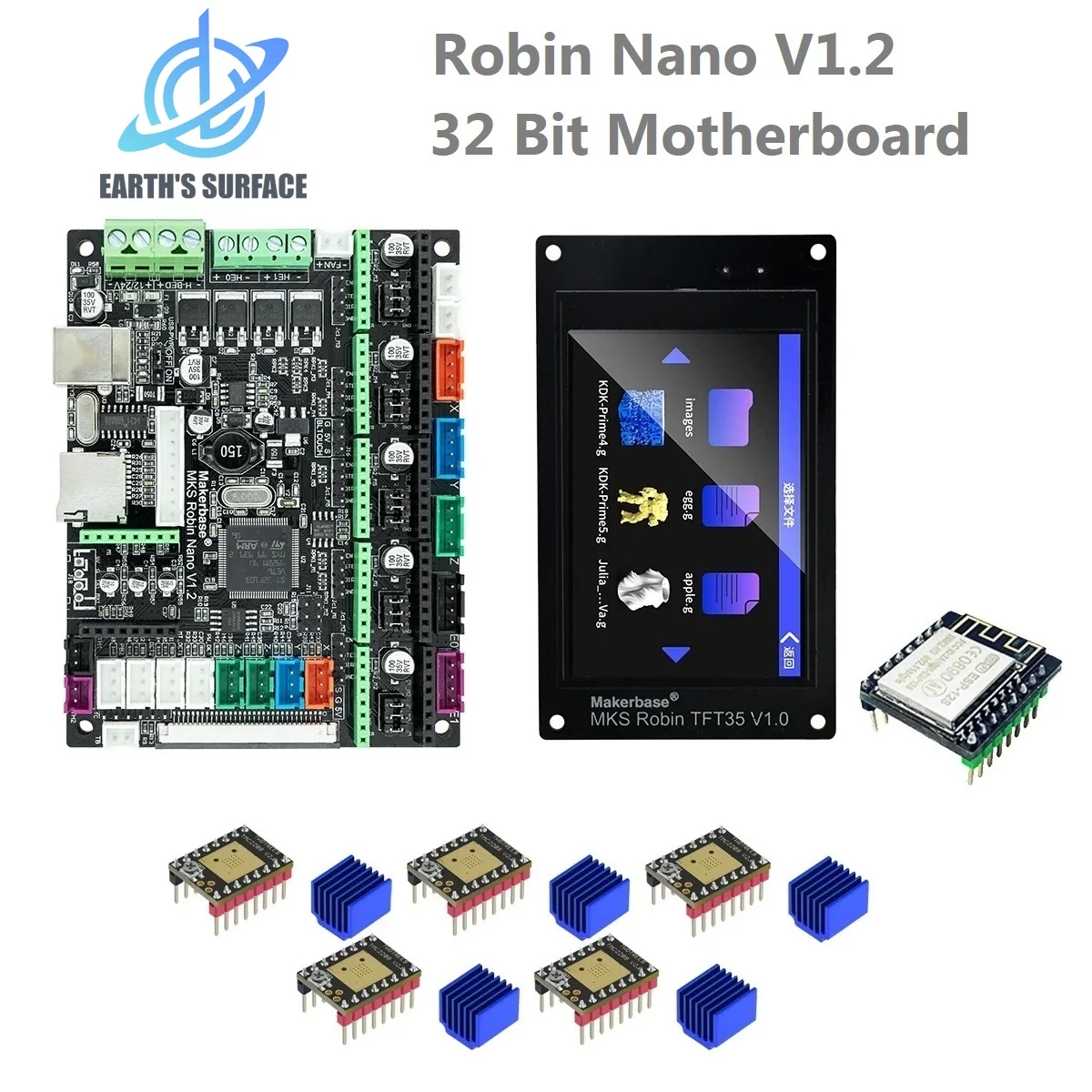 DB-3D Printer Parts Makerbase Control Board MKS Robin Nano V1.2 32 Bit Motherboard Support Marlin2.0 TFT 3.5 Inch Touch Screen