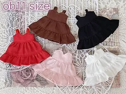 Ob11 Baby kleidung Hosenträger Kleid einfarbig Dame Doppels chicht Rock ymy/p9 Puppe Accessoires Kleidung