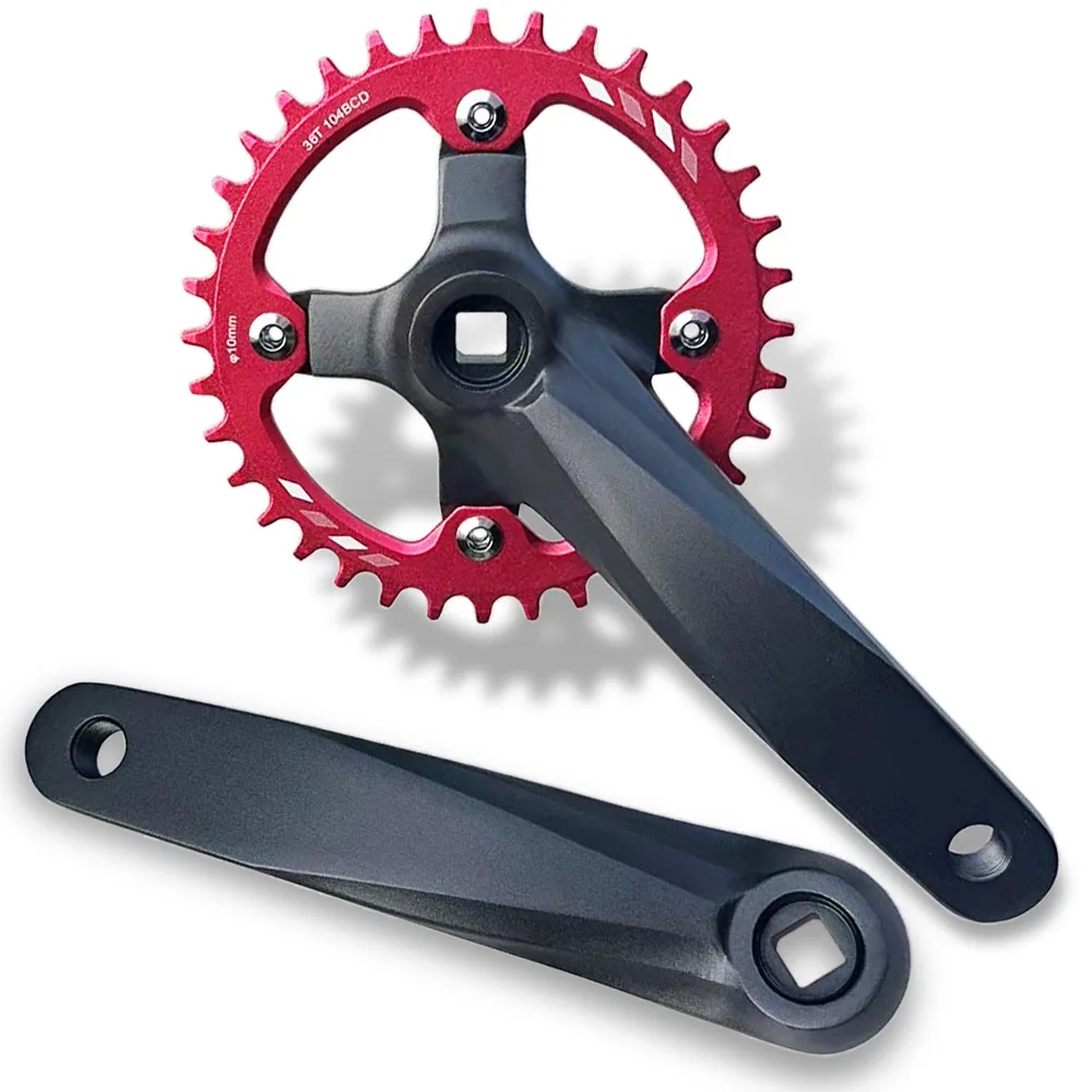 Fahrrad Vierkantloch Kettenrad 104BCD 152mm/165mm/170mm Kurbelarme 32/34/36/38/40/42T Schmales breites Kettenblatt MTB Fahrrad Kurbelgarnitur – Detail 13