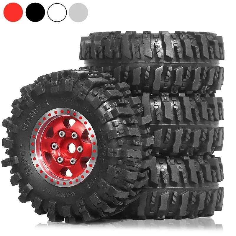 

4pcs 55mm 1.0" Metal Beadlock Wheel Tire Set For 1/18 1/24 RC Crawler Car TRX4M SCX24 AX24 FCX24 Upgrade Parts Accessories