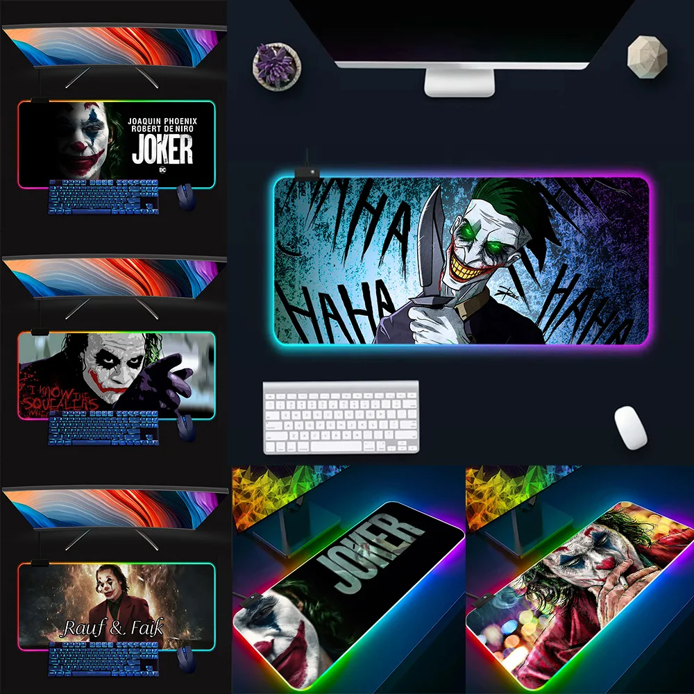 jokers RGB Pc Gamer Keyboard Mouse Pad Mousepad LED Glowing Mouse Mats Rubber Gaming Computer Mausepad